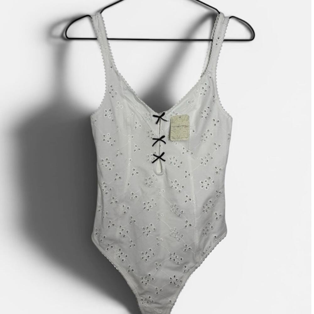 Free People Ivory Eyelet Full Bloom Body Suit